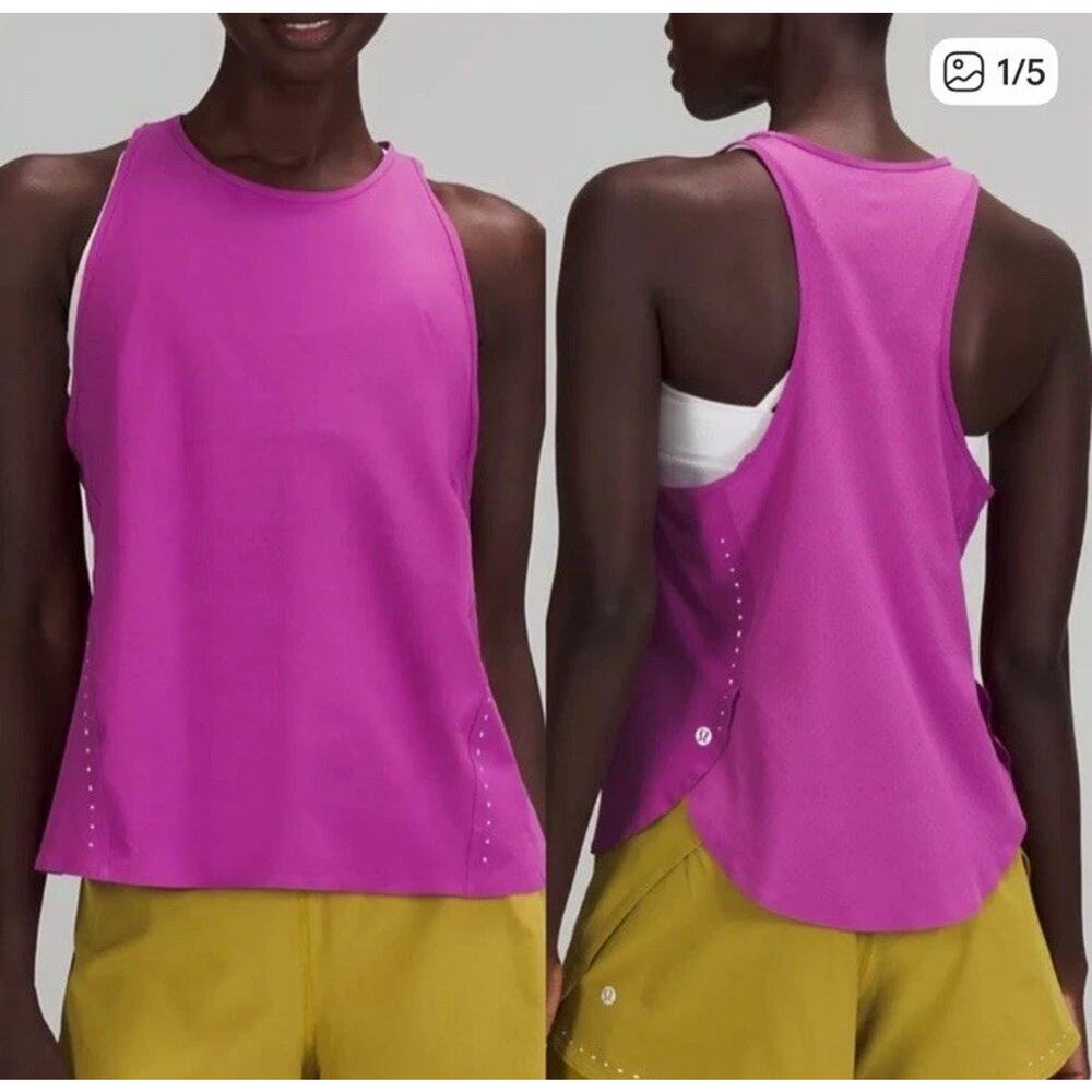 Lululemon Lightweight Stretch Running Tank Top Purple Womens Size 4 Reflective